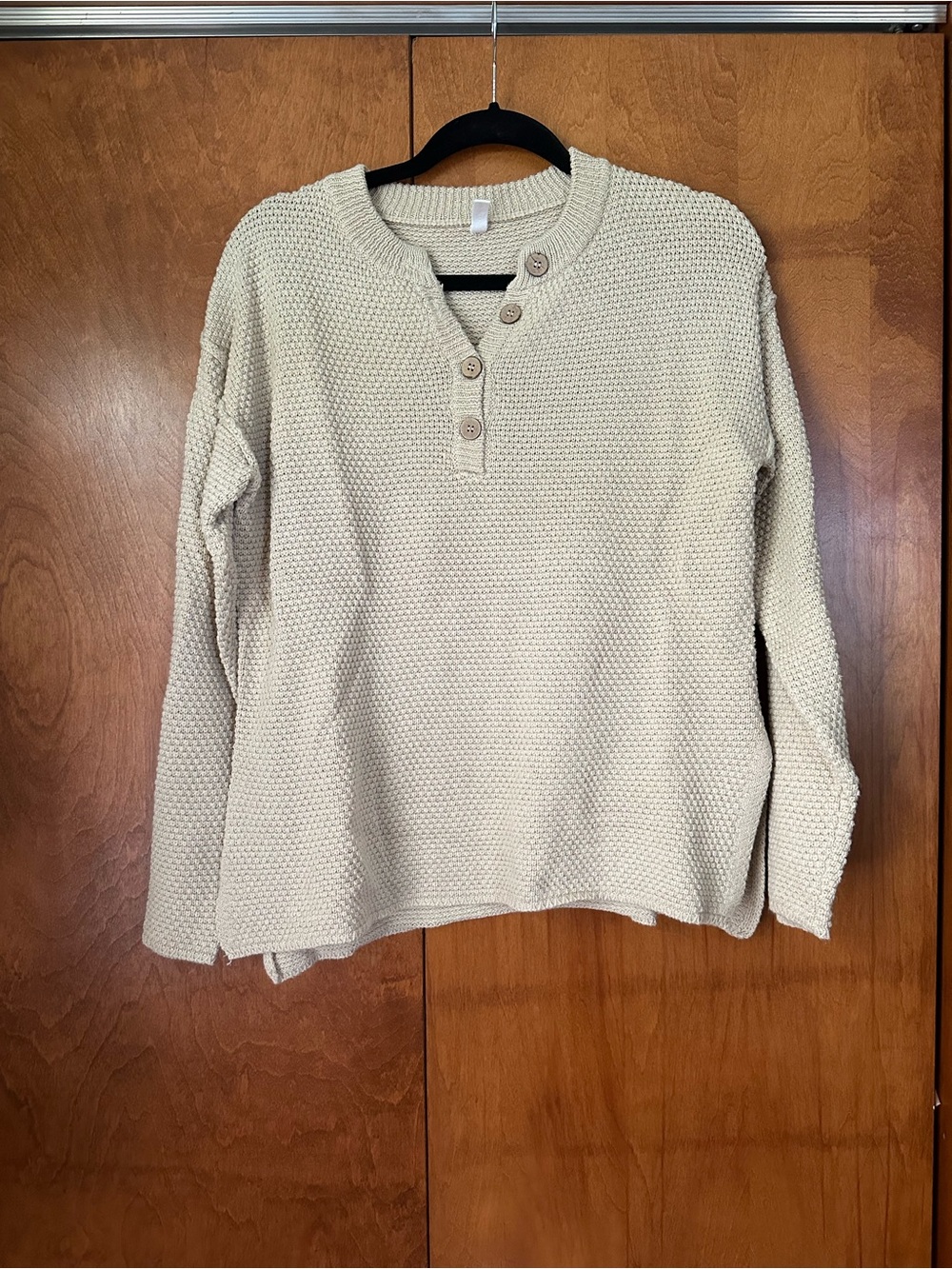 Wishlist Cream Knit Henley Sweater